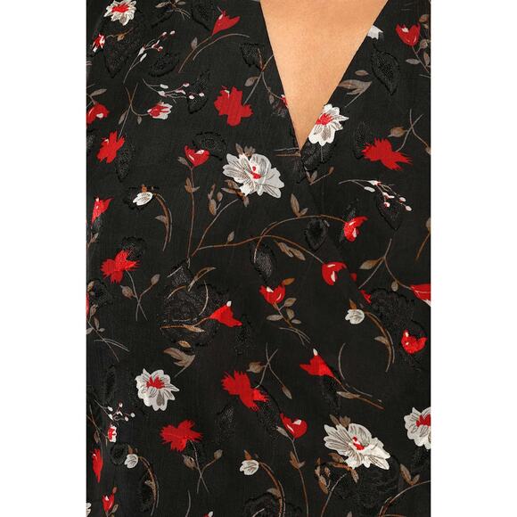 Lulus Feminine Romantic Holiday Wrapped in Blooms Floral Balloon Sleeve Top‎ M - Picture 6 of 13